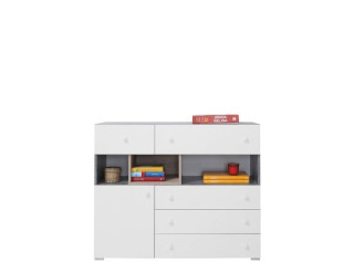 SKIP biela/betón/dub 12, komoda