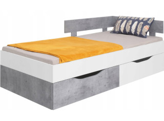 SKIP biela/betón 15, študentská posteľ s úložným priestorom 90x200 cm