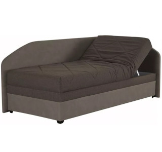 Blanar TURI 1 hnedá pravá, jednolôžková rohová posteľ s roštom a matracom 90x200 cm