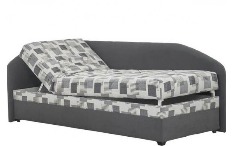 OSLO 2 sivo-hnedá, ľavá, posteľ s matracom a roštom 90x200 cm