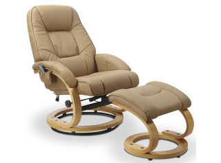 MATADOR béžové polohovacie masážne, relaxačné kreslo s podnožkou