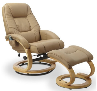 MATADOR béžové polohovacie masážne, relaxačné kreslo s podnožkou