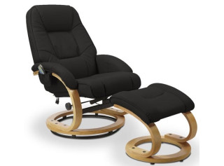 MATADOR čierne polohovacie masážne, relaxačné kreslo s podnožkou