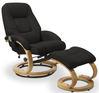 MATADOR čierne polohovacie masážne, relaxačné kreslo s podnožkou