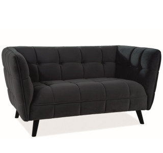 CASTELLO 2 zamatové čierne, relaxačné dvojkreslo