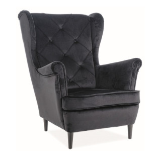 LADY zamatové čierne, relaxačné kreslo