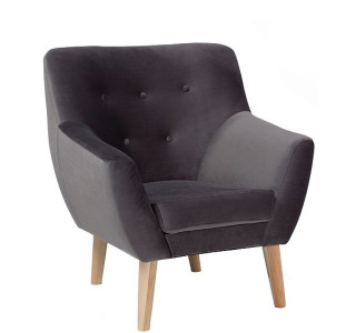 NORDIC 1 zamatové sivé, relaxačné kreslo