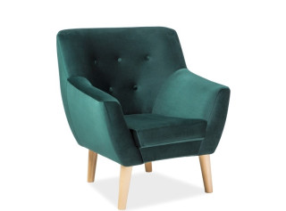 NORDIC 1 zamatové zelené, relaxačné kreslo