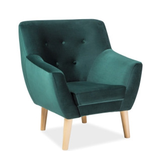 NORDIC 1 zamatové zelené, relaxačné kreslo