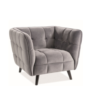 CASTELLO 1 zamatové sivé, relaxačné kreslo