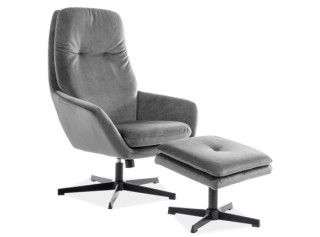 FORD zamatové sivé s podnožkou, hojdacie kreslo