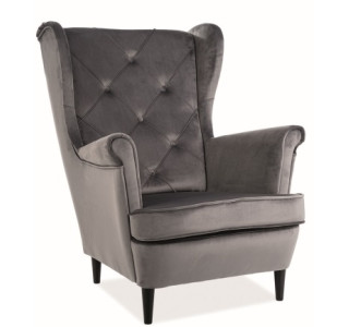 LADY zamatové sivé, relaxačné kreslo