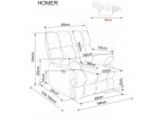 HOMER RAVEN sivé relaxačné polohovacie kreslo