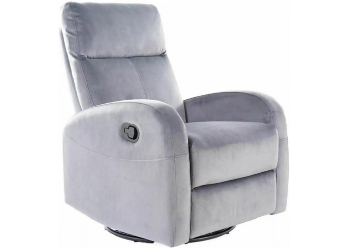 OLIMP VELVET sivé relaxačné polohovacie kreslo
