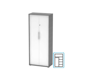 RIOMA NEW grafit/biela 31, kancelárska šatníkovo-policová skriňa so zámkom