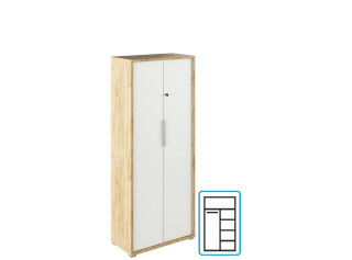 RIOMA dub artisan/biela 31, šatníkovo-policová kancelárska skriňa so zámkom