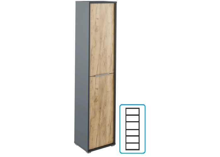 RIOMA NEW grafit/dub artisan 06, kancelárska policová skriňa RIOMA NEW grafit/dub artisan 06, kancelárska policová skriňa