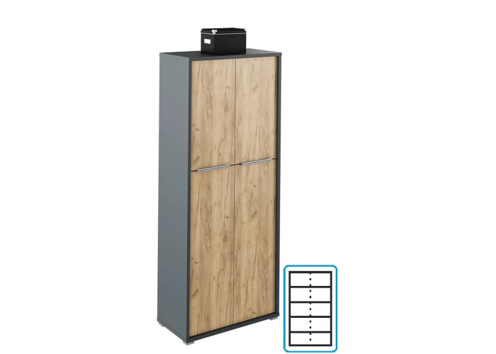 RIOMA NEW grafit/dub artisan 07, kancelárska policová skriňa RIOMA NEW grafit/dub artisan 07, kancelárska policová skriňa