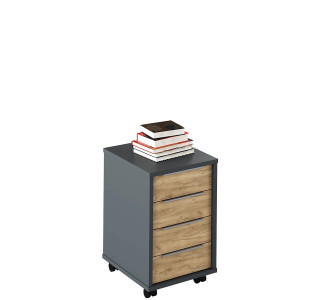 RIOMA NEW grafit/dub artisan 14, kontajner pod písací stôl