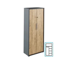 RIOMA NEW grafit/dub artisan 31, kancelárska šatníkovo-policová skriňa so zámkom