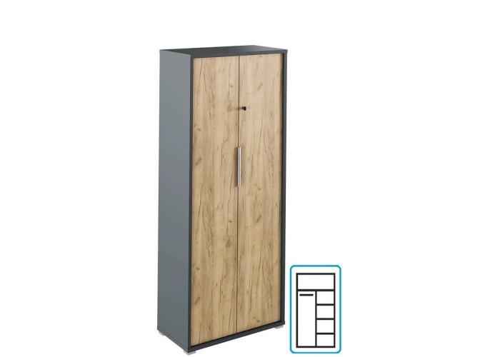 RIOMA NEW grafit/dub artisan 31, kancelárska šatníkovo-policová skriňa so zámkom RIOMA NEW grafit/dub artisan 31, kancelárska šatníkovo-policová skriňa so zámkom