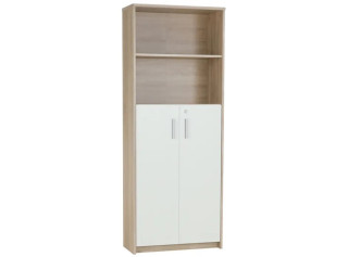 JOHAN 2 NEW dub sonoma/biela 10, kancelárska policová skriňa