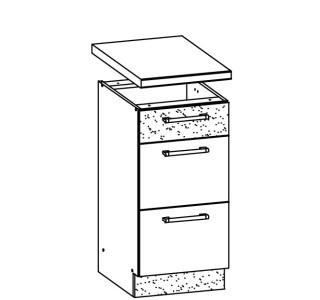 MODENA biely lesk/grafit matný MD14/D45S3, dolná skrinka so zásuvkami v šírke 45 cm