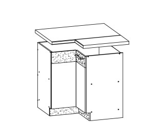 MODENA biely lesk/grafit matný MD21/D90NW, dolná rohová skrinka v šírke 90x90 cm
