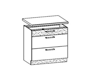 MODENA biely lesk/grafit matný MD28/D80S3, dolná skrinka so zásuvkami v šírke 80 cm