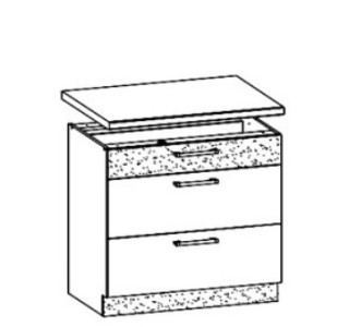 MODENA biely lesk/grafit matný MD28/D80S3, dolná skrinka so zásuvkami v šírke 80 cm