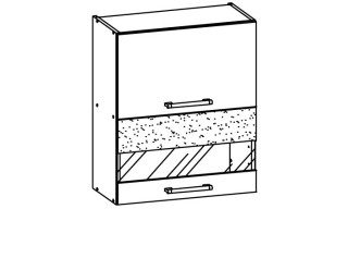 MODENA biely lesk/grafit matný MD08/G60W, horná výklopná skrinka so sklom v šírke 60 cm