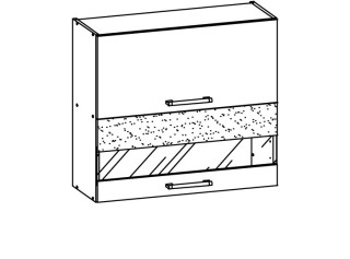 MODENA biely lesk/grafit matný MD09/G80W, horná výklopná skrinka so sklom v šírke 80 cm