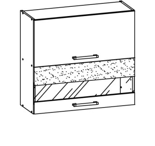 MODENA biely lesk/grafit matný MD09/G80W, horná výklopná skrinka so sklom v šírke 80 cm