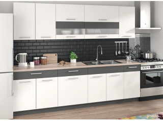 MODENA biely lesk/grafit 260, kuchynská linka