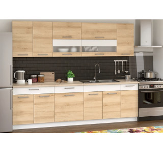 MODENA buk/biely lesk 260, kuchynská linka