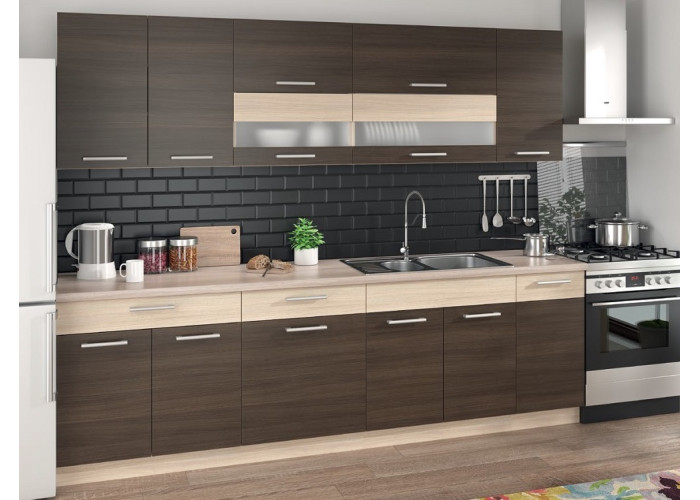 MODENA rijeka tmavá/rijeka svetlá 260, kuchynská linka MODENA rijeka tmavá/rijeka svetlá 260, kuchynská linka