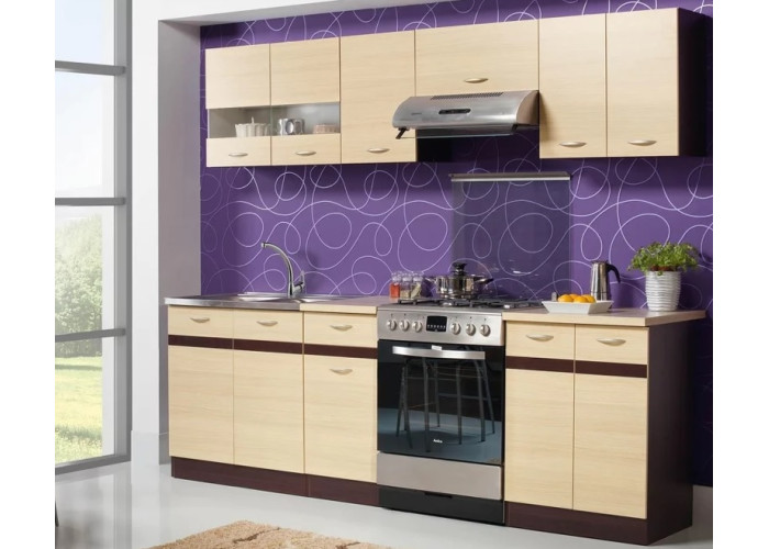 ELIZA 180/240 rijeka svetlá/dub wenge, kuchynská linka ELIZA 180/240 rijeka svetlá/dub wenge, kuchynská linka