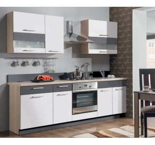 MODENA biely lesk/grafit 180/240, kuchynská linka