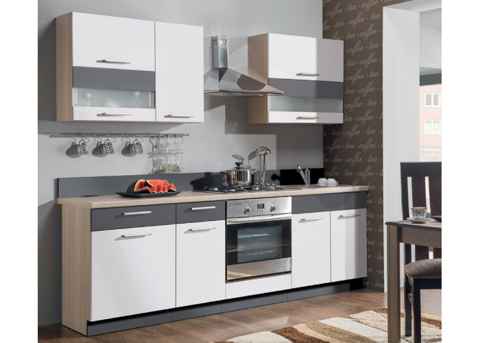 MODENA biely lesk/grafit 180/240, kuchynská linka MODENA biely lesk/grafit 180/240, kuchynská linka