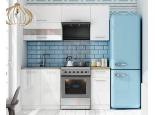 TIFFANY 120/180 biela/biely lesk, kuchynská linka v dĺžke 180 cm