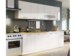 TIFFANY 260 biely lesk, kuchynská zostava v dĺžke 260 cm