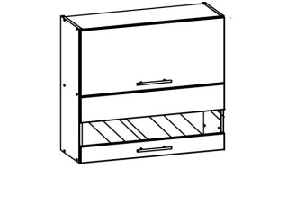 TIFFANY sivý lesk T10/G80W, horná výklopná skrinka so sklom v šírke 80 cm