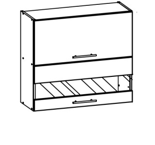 TIFFANY sivý lesk T10/G80W, horná výklopná skrinka so sklom v šírke 80 cm