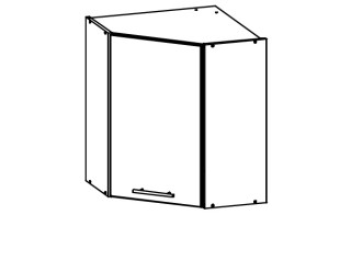 TIFFANY sivý lesk T12/G60NW, horná rohová skrinka v šírke 60x60 cm