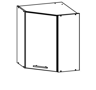 TIFFANY sivý lesk T12/G60NW, horná rohová skrinka v šírke 60x60 cm