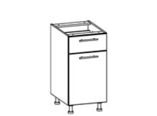 TIFFANY sivý lesk T16/D40S1, dolná skrinka so zásuvkou v šírke 40 cm