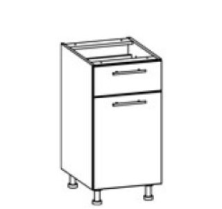 TIFFANY sivý lesk T16/D40S1, dolná skrinka so zásuvkou v šírke 40 cm