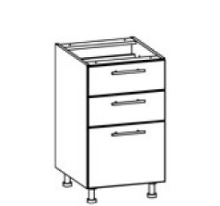 TIFFANY sivý lesk T17/D45S3, dolná zásuvková skrinka v šírke 45 cm