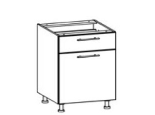 TIFFANY sivý lesk T18/D50S1, dolná skrinka so zásuvkou v šírke 50 cm