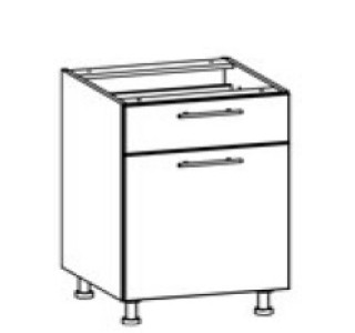 TIFFANY sivý lesk T18/D50S1, dolná skrinka so zásuvkou v šírke 50 cm